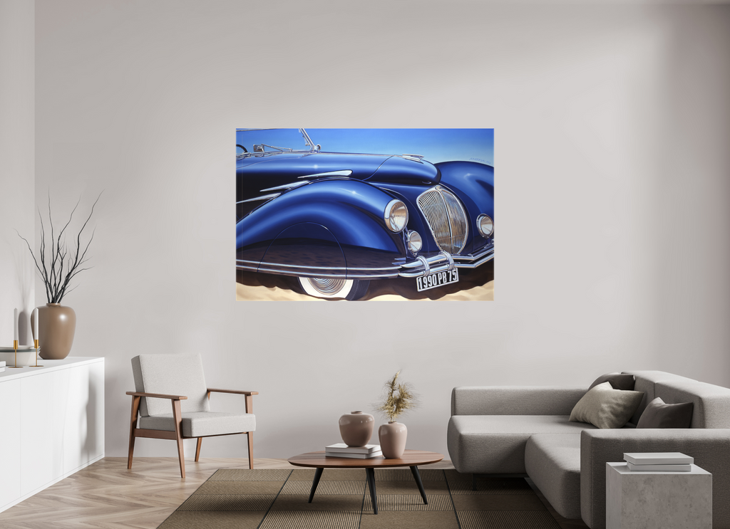 180 x 120 cm, Toile mate sur châssis 2cm Grand Auto-portrait Delahaye