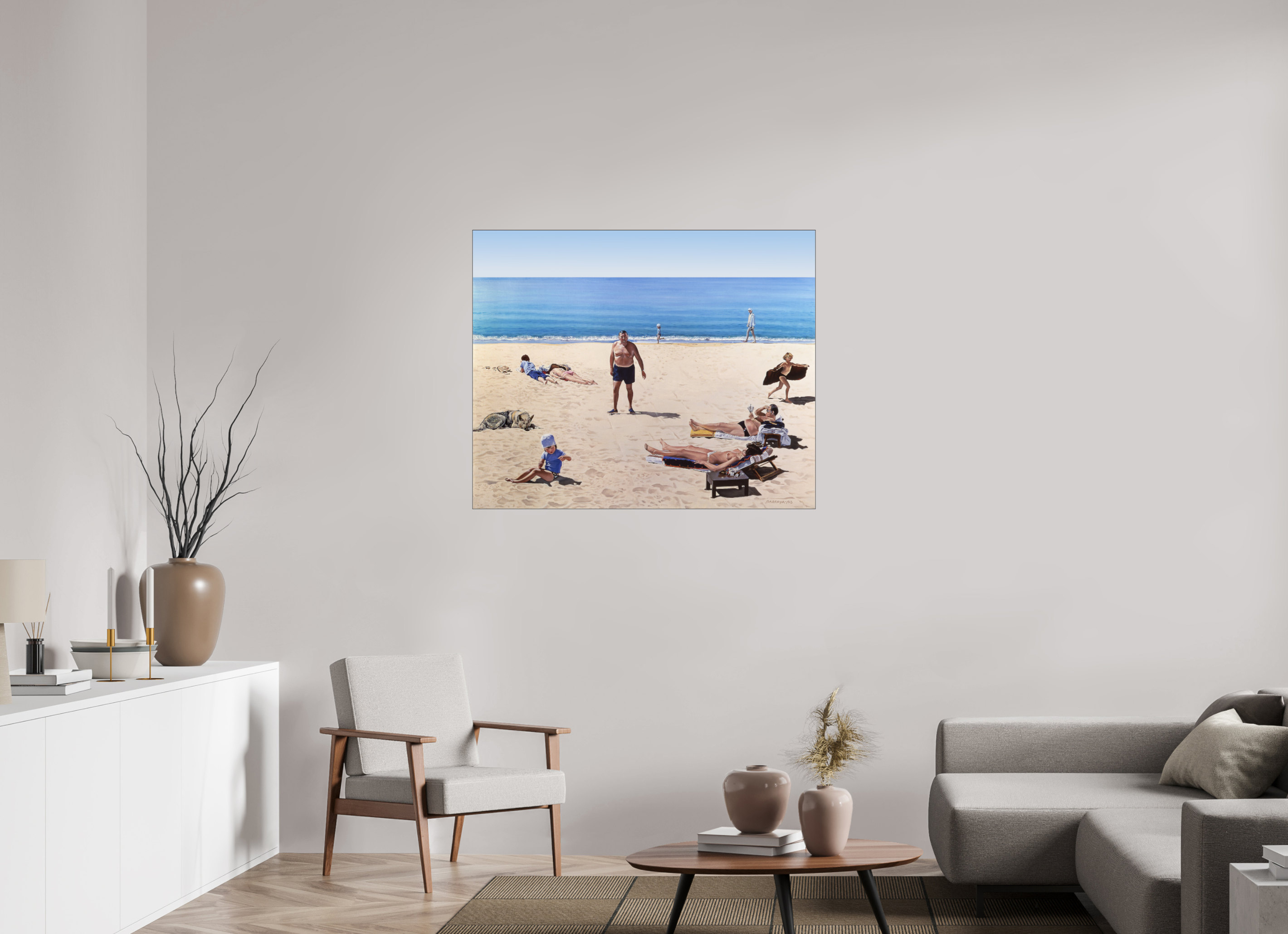 110,7 x 90 cm, Sous Plexiglass Brillant Cadre Fin Noir Bronzette.