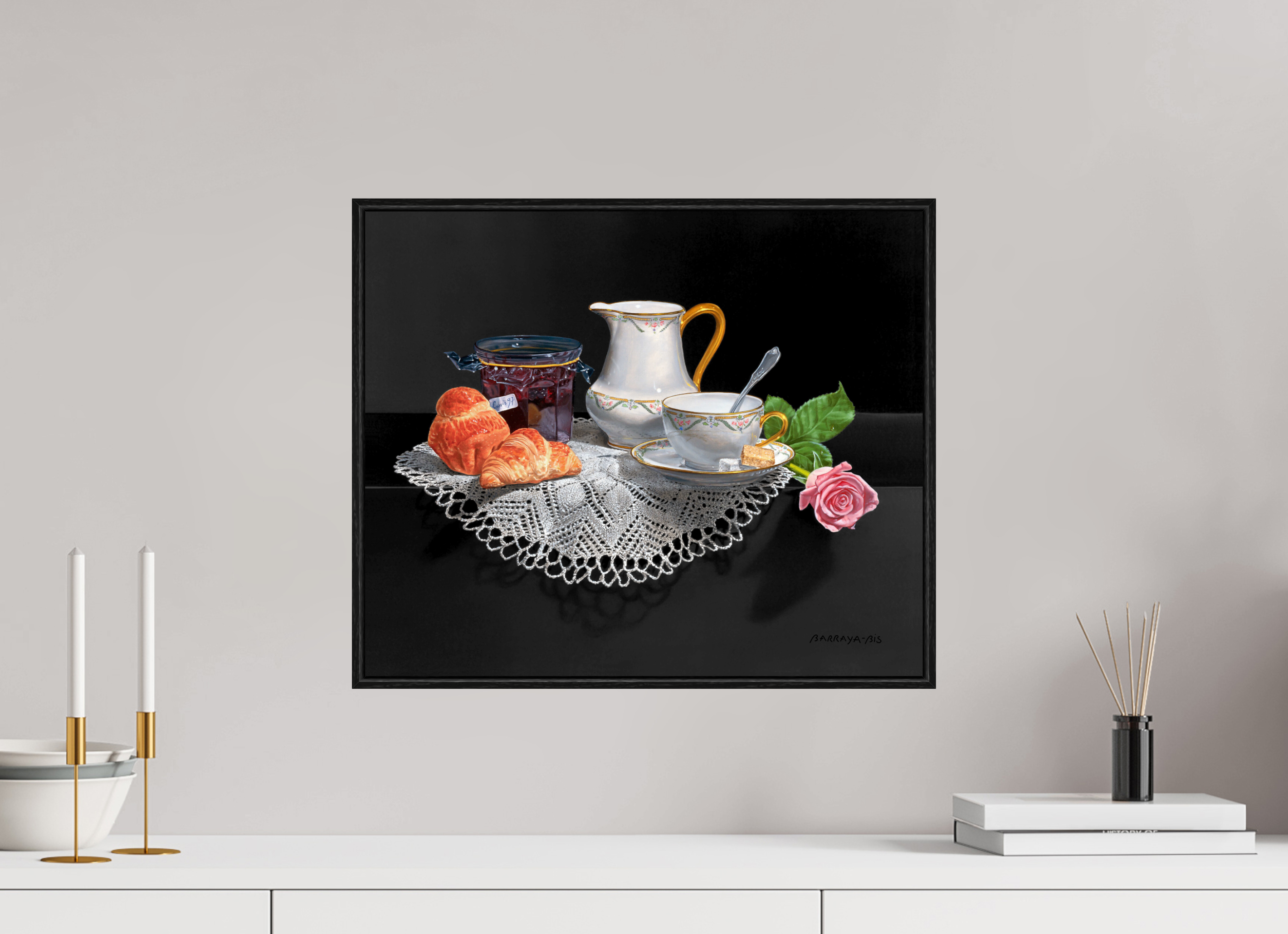 48 x 40 cm, Sur Alu Dibond Mat Cadre 6mm noir Bonjour Dijon.