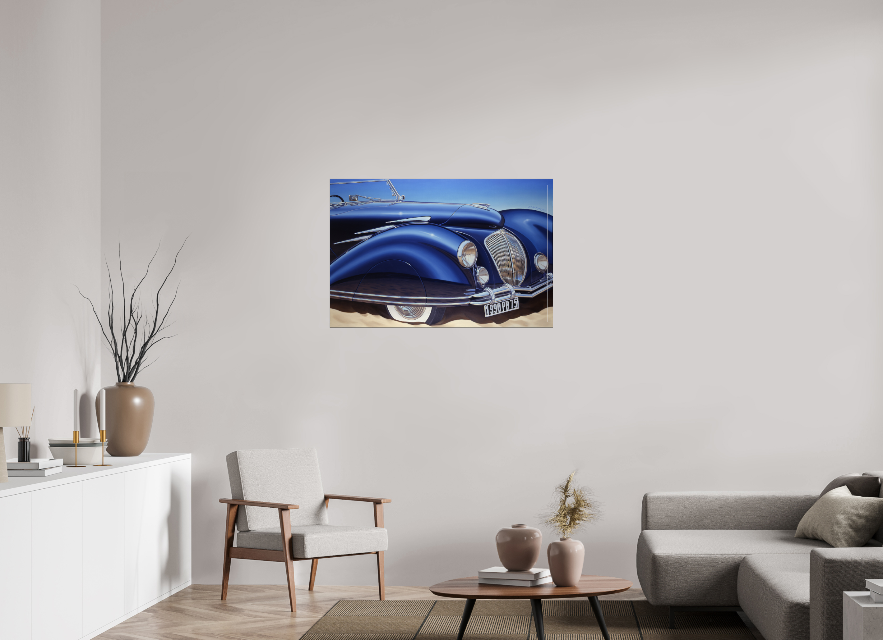105 x 70 cm, Sous Plexiglas Brillant Cadre Fin Noir Auto-portrait Delahaye