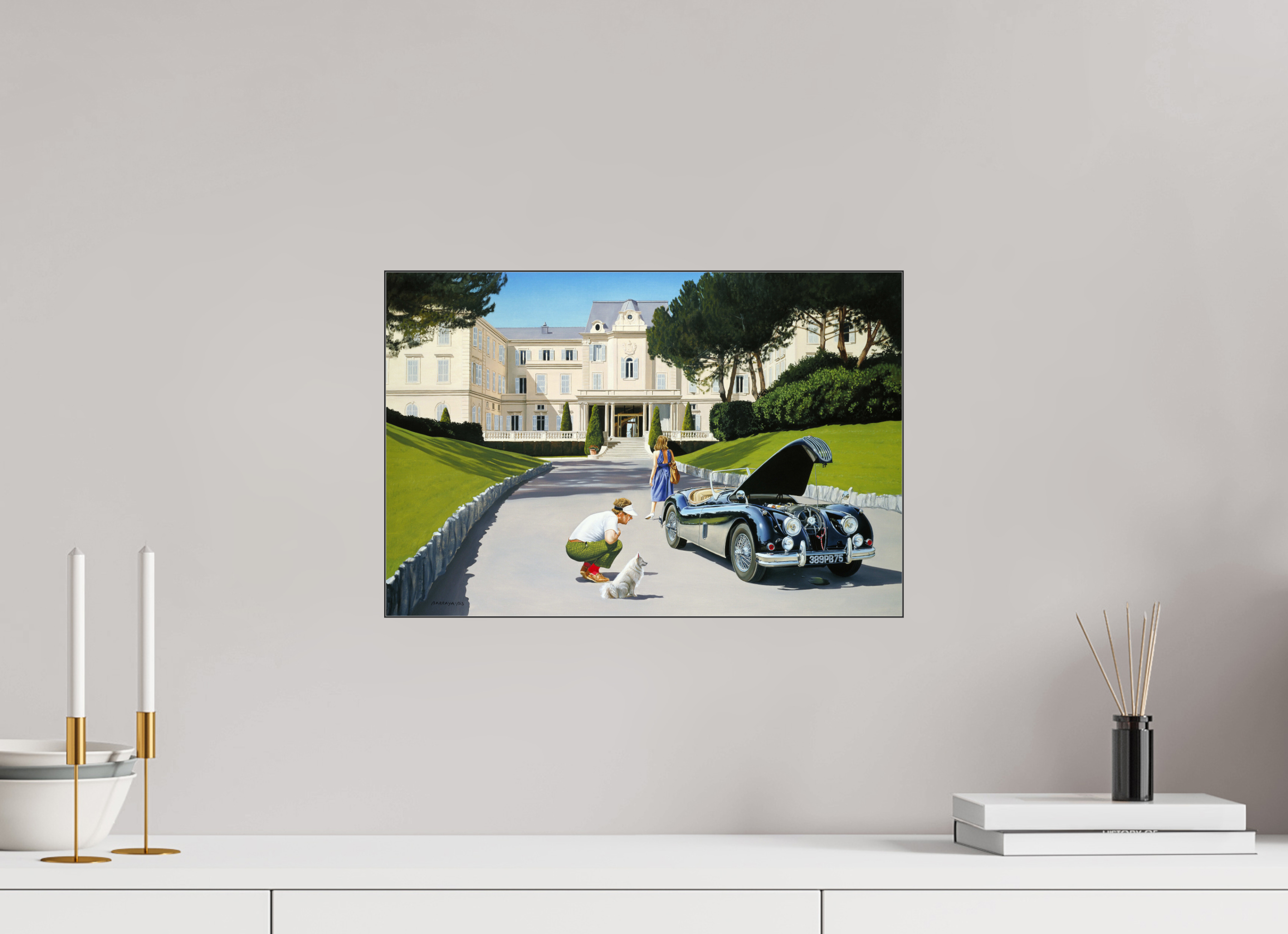 45 x 30 cm, Sous Plexiglas Brillant Cadre Fin Noir Réflexion.