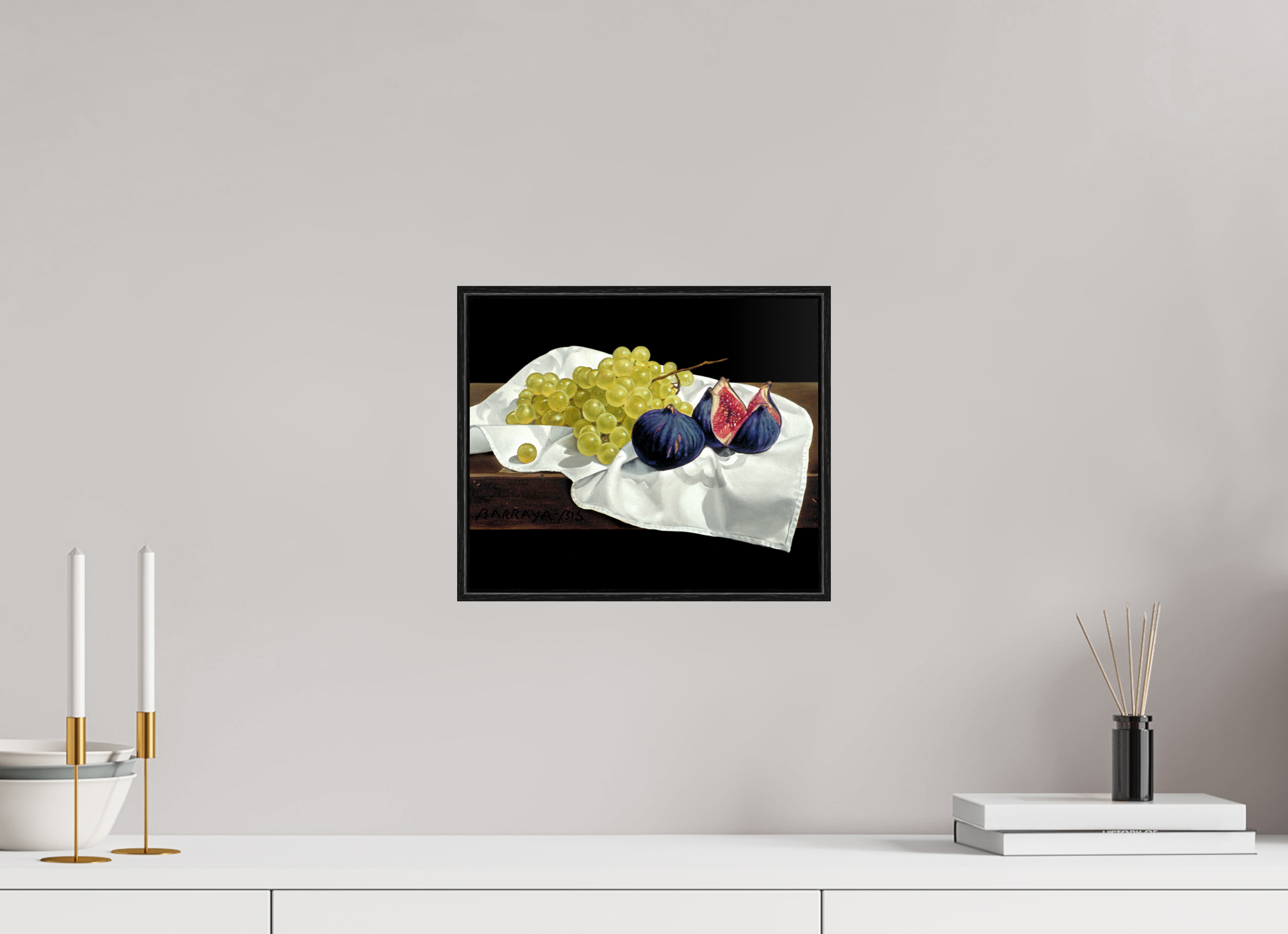 30 x 25 cm, Sur Alu Dibond Mat Cadre 6mm noir Mi figues, mi raisin.