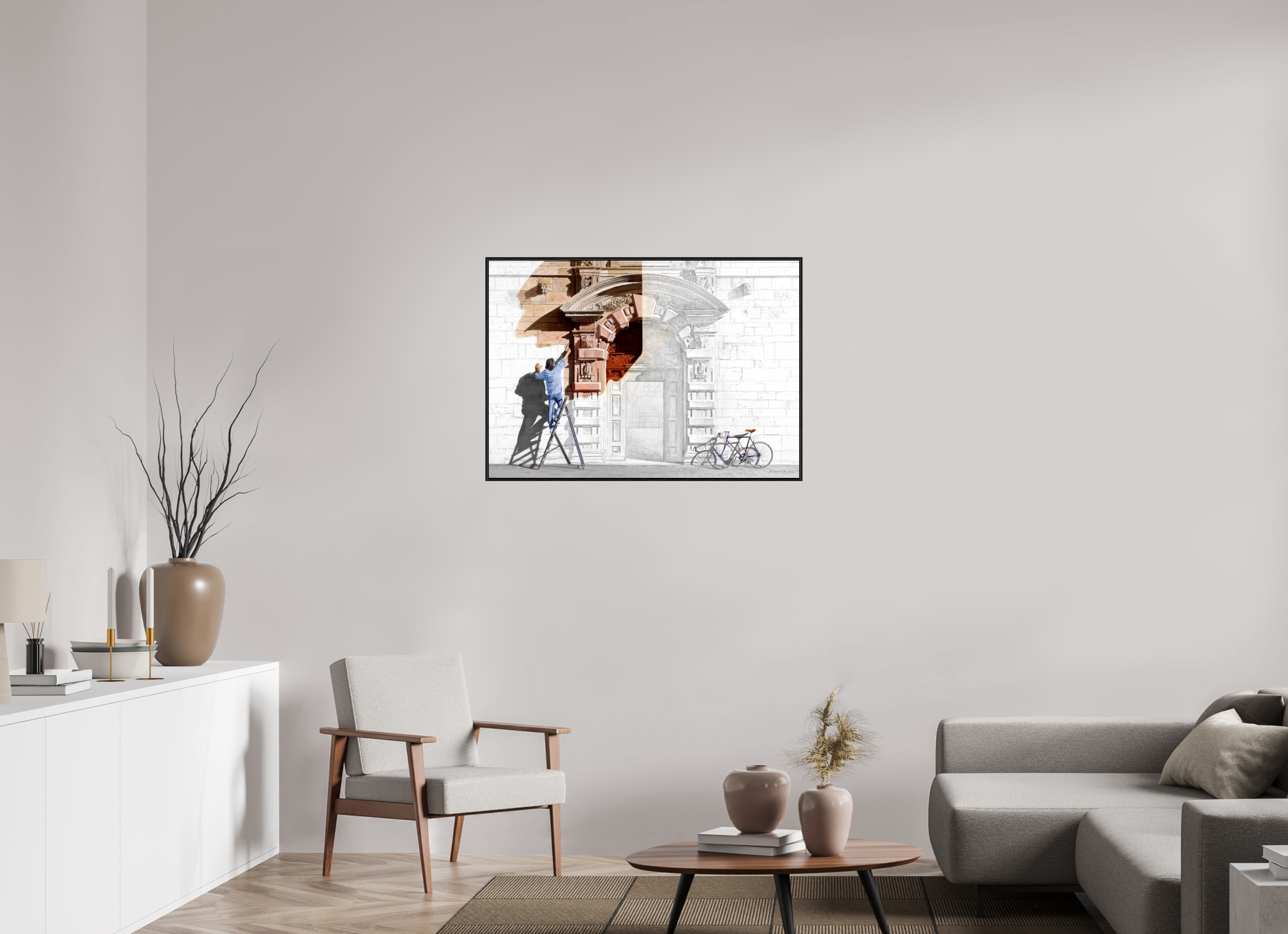 100 x 70 cm, Sur Alu Dibond Mat Cadre 6mm noir L'apparition.