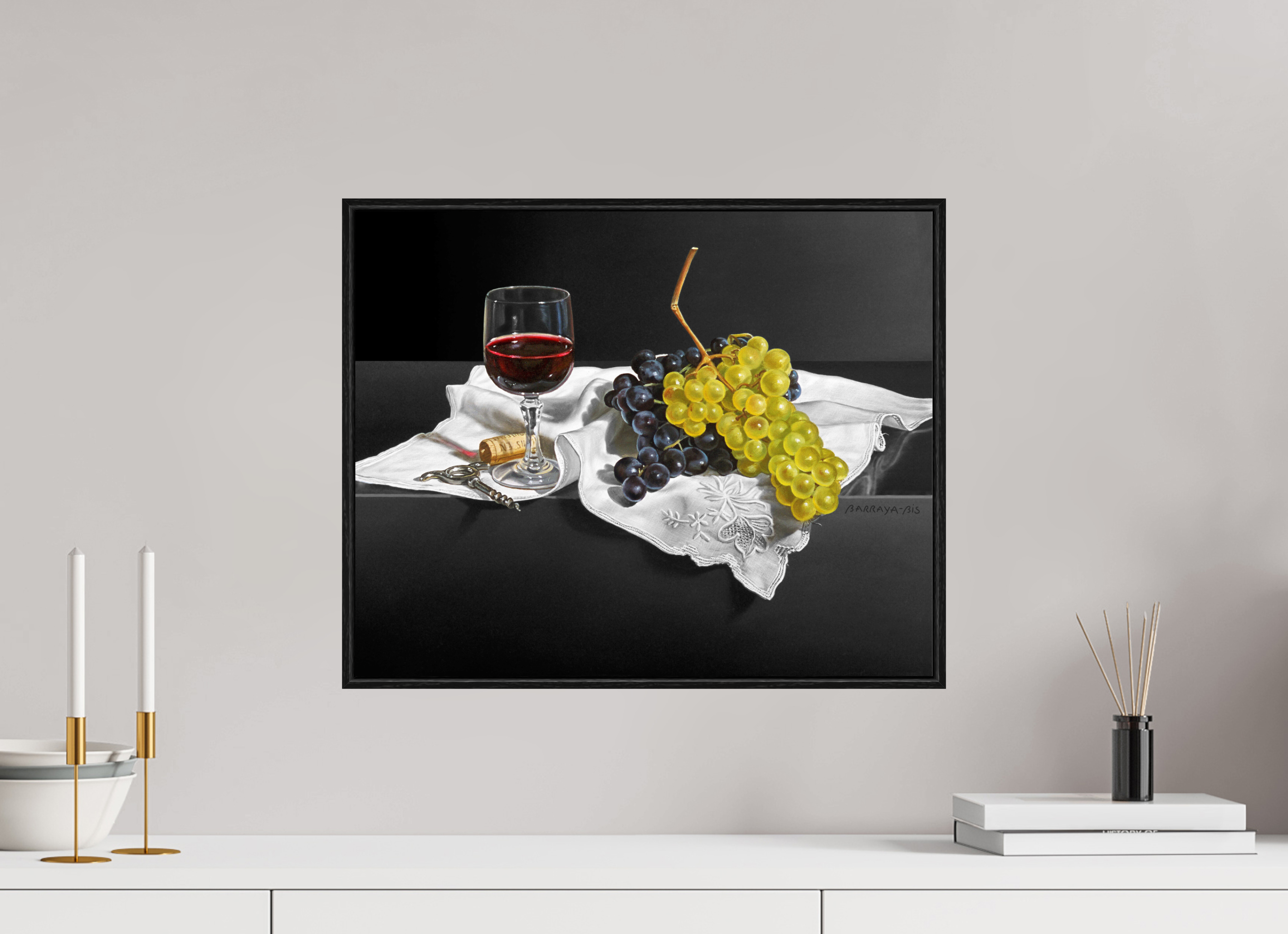 49,7 x 40 cm, Sur Alu Dibond Mat Cadre 6mm noir Les vendanges.