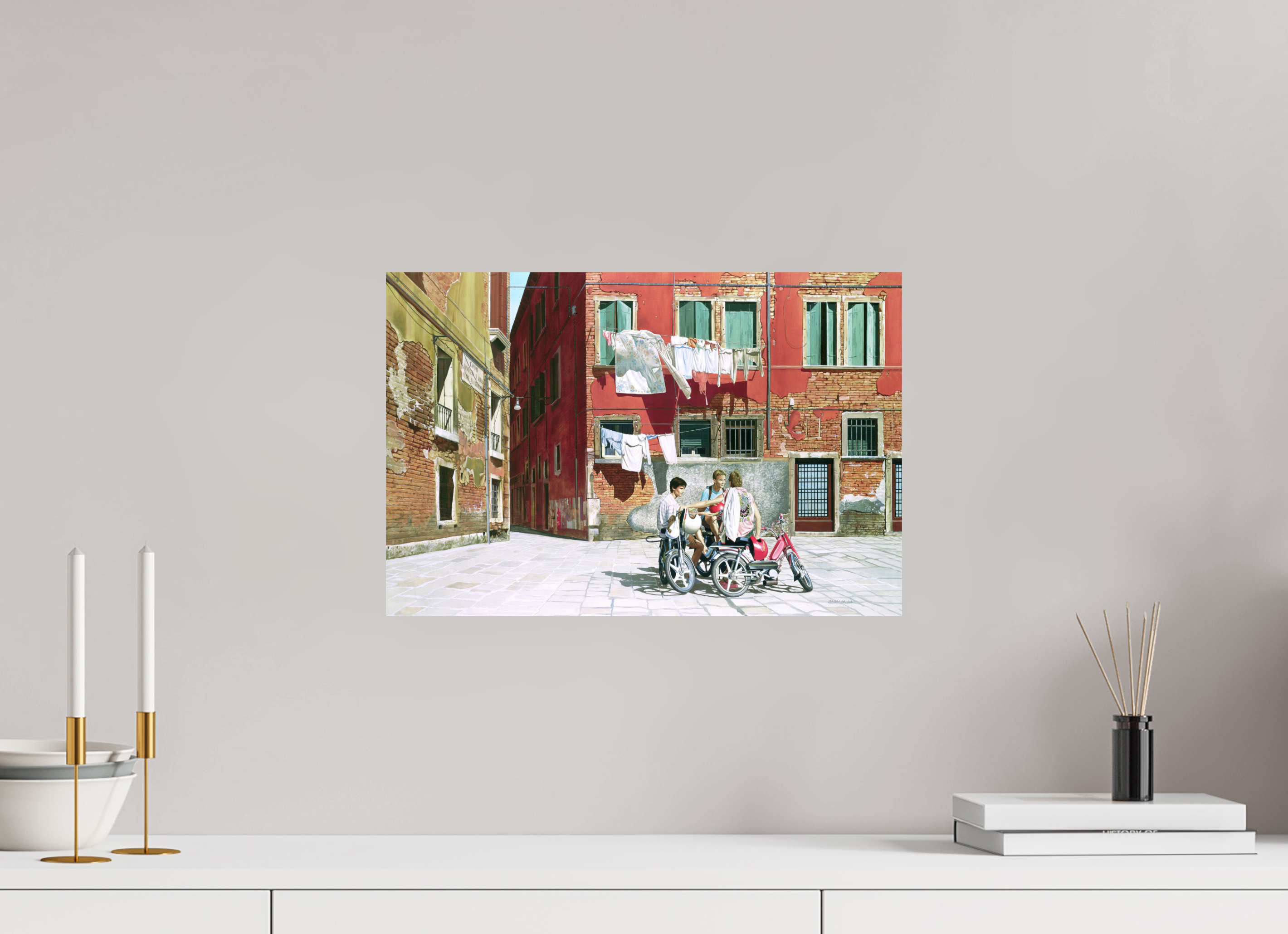 45 x 30 cm, Sur alu Dibond mat Sur la place ensoleillée.