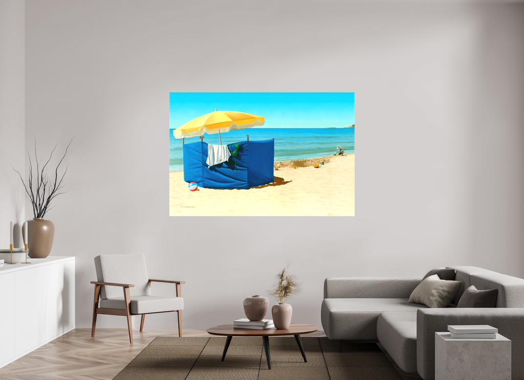 180 x 120 cm, Toile mate sur châssis 2cm Grand jeux de plage.