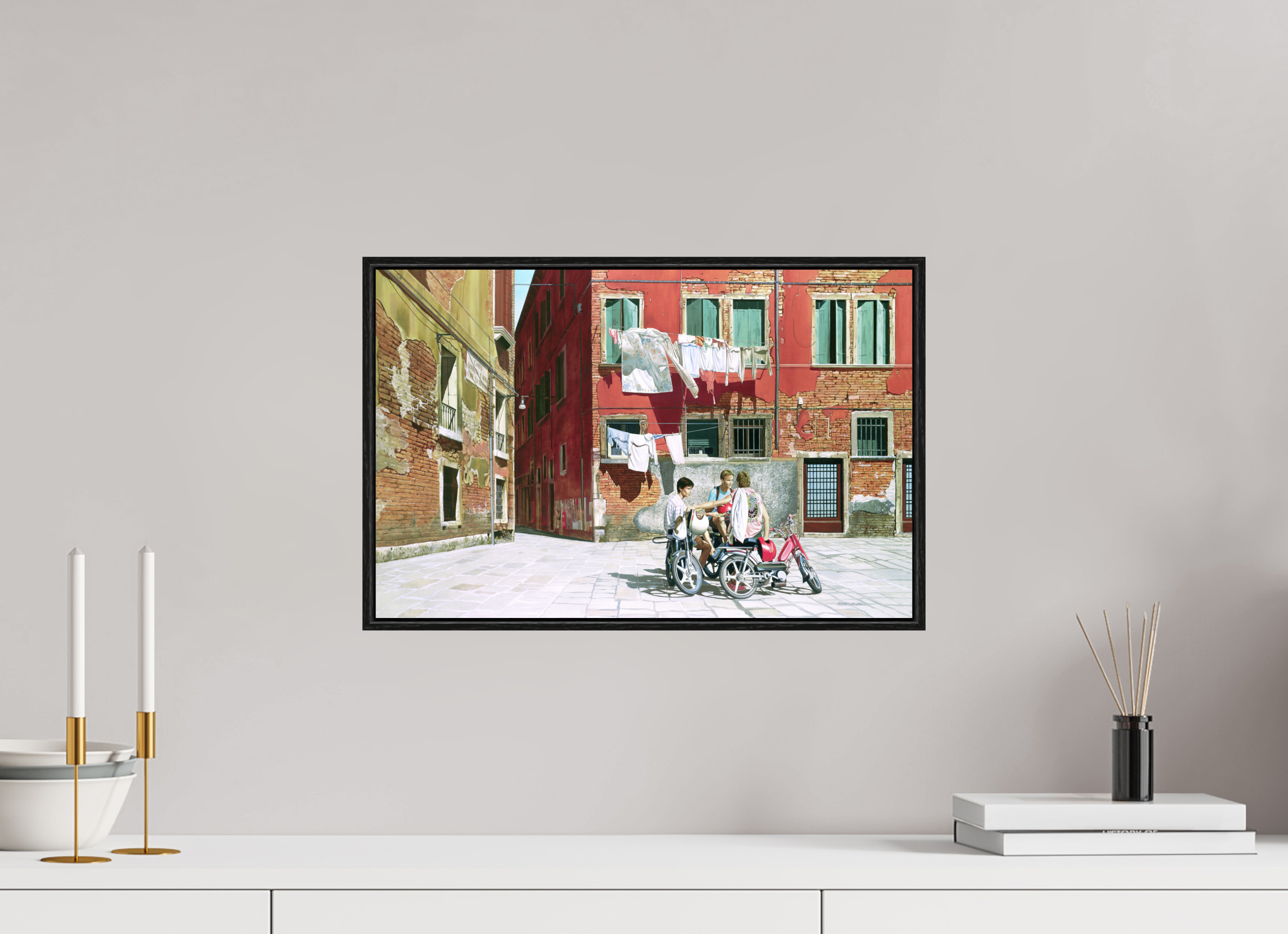 On the sunny square.