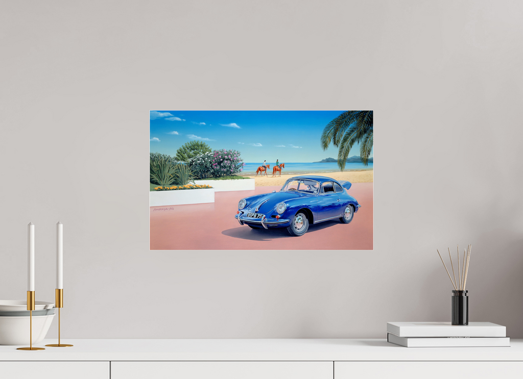 48 x 30 cm, Sous Plexiglas Brillant À cheval, en voiture.