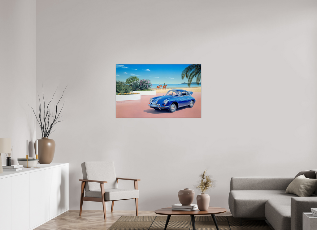 112 x 70 cm, Sous Plexiglas Brillant Cadre Fin Noir À cheval, en voiture.
