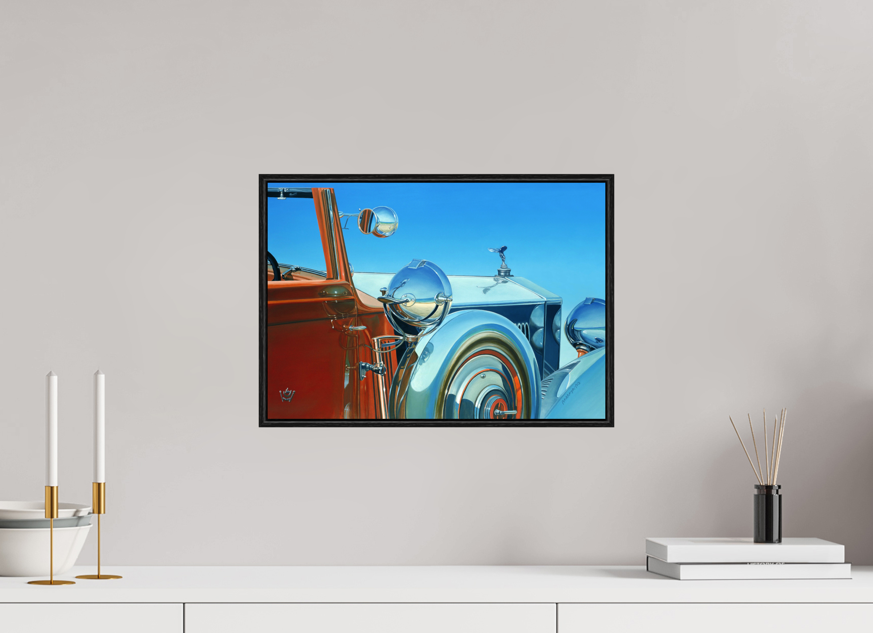 42,9 x 30 cm, Sur Alu Dibond Mat Cadre 6mm noir Auto-portrait-Rolls des Maharajah.