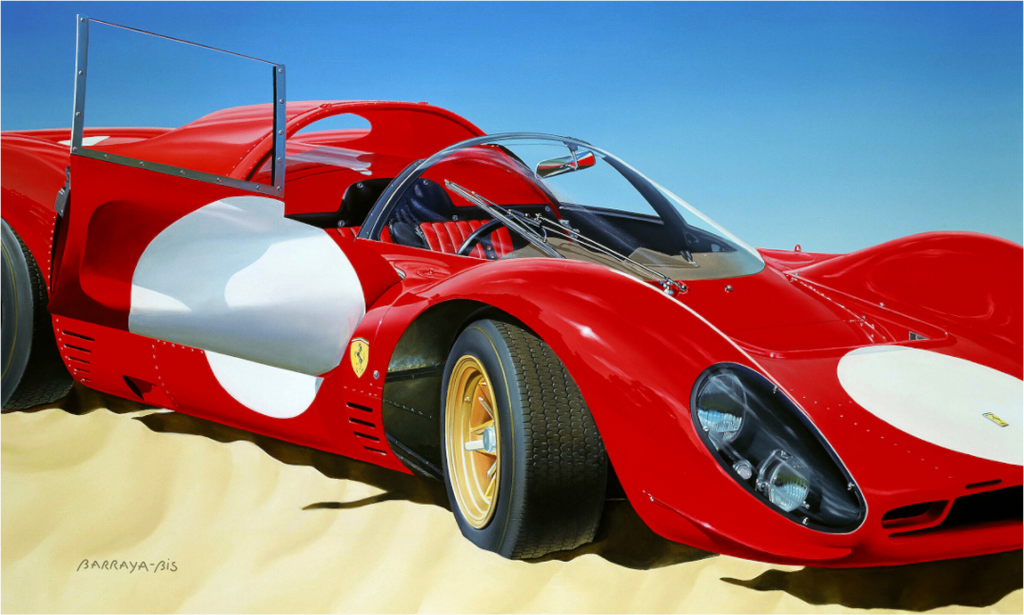 Plein cadre sur une Ferrari P4.rouge 