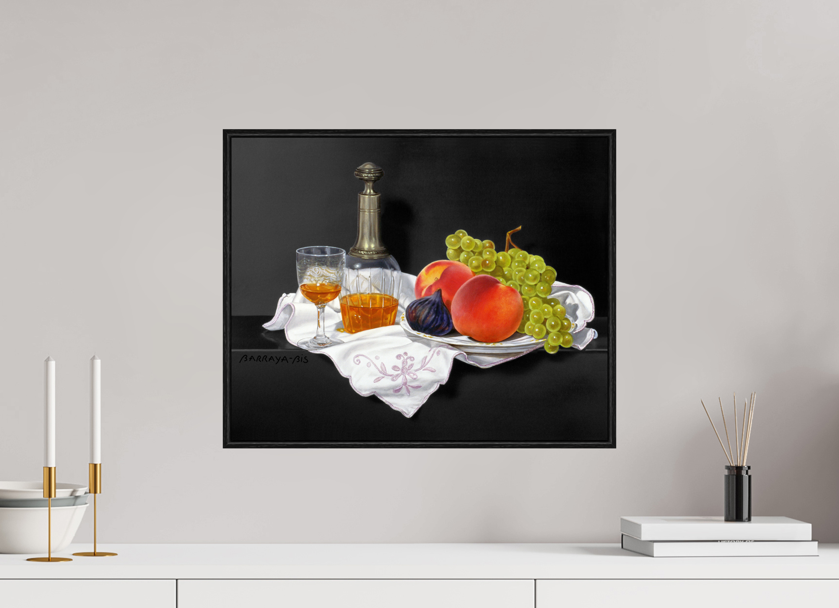 49,7 x 40 cm, Sur Alu Dibond Mat Cadre 6mm noir Bénédictine.