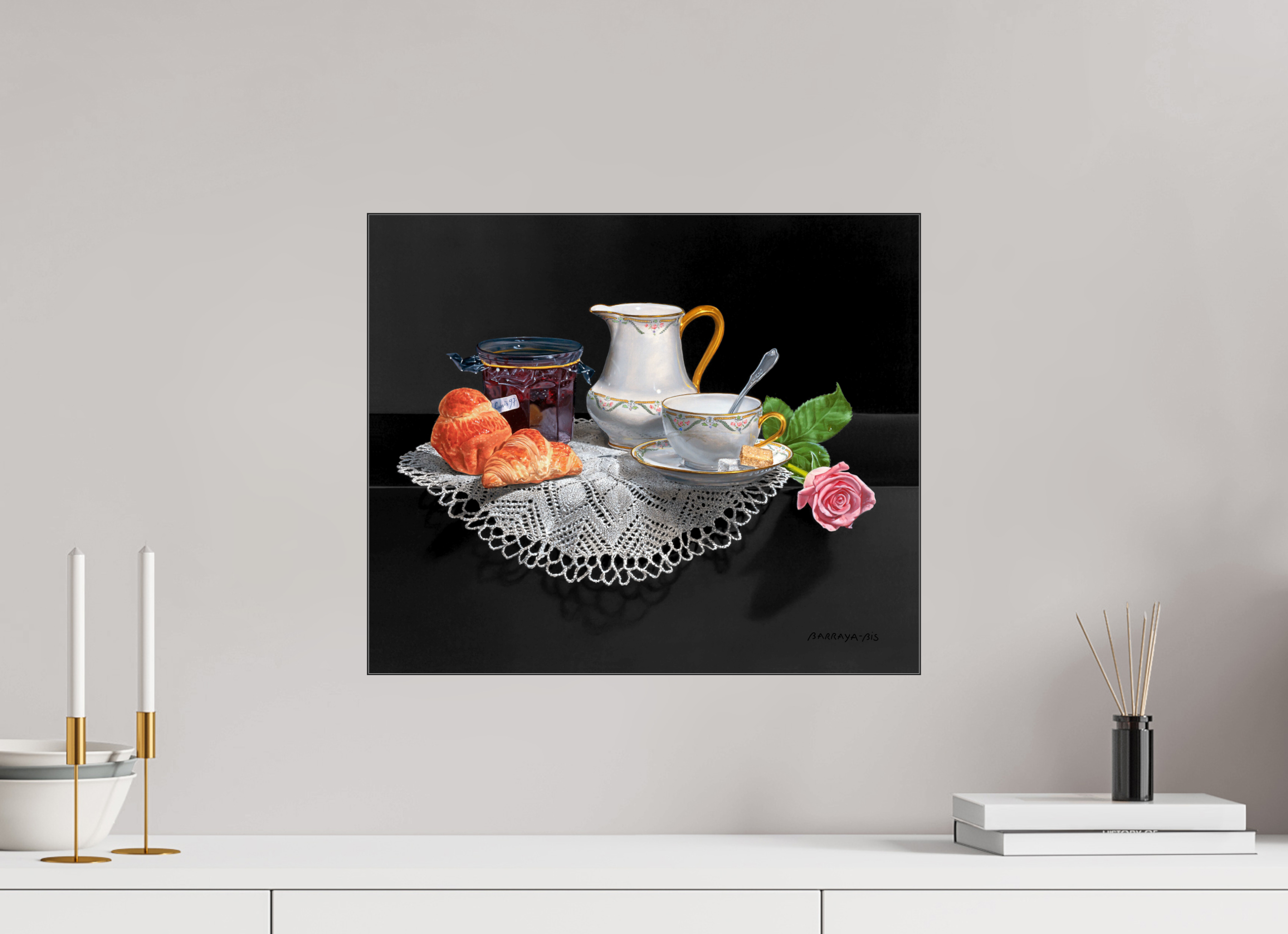 48 x 40 cm, Sous Plexiglas Brillant Cadre Fin Noir Bonjour Dijon.