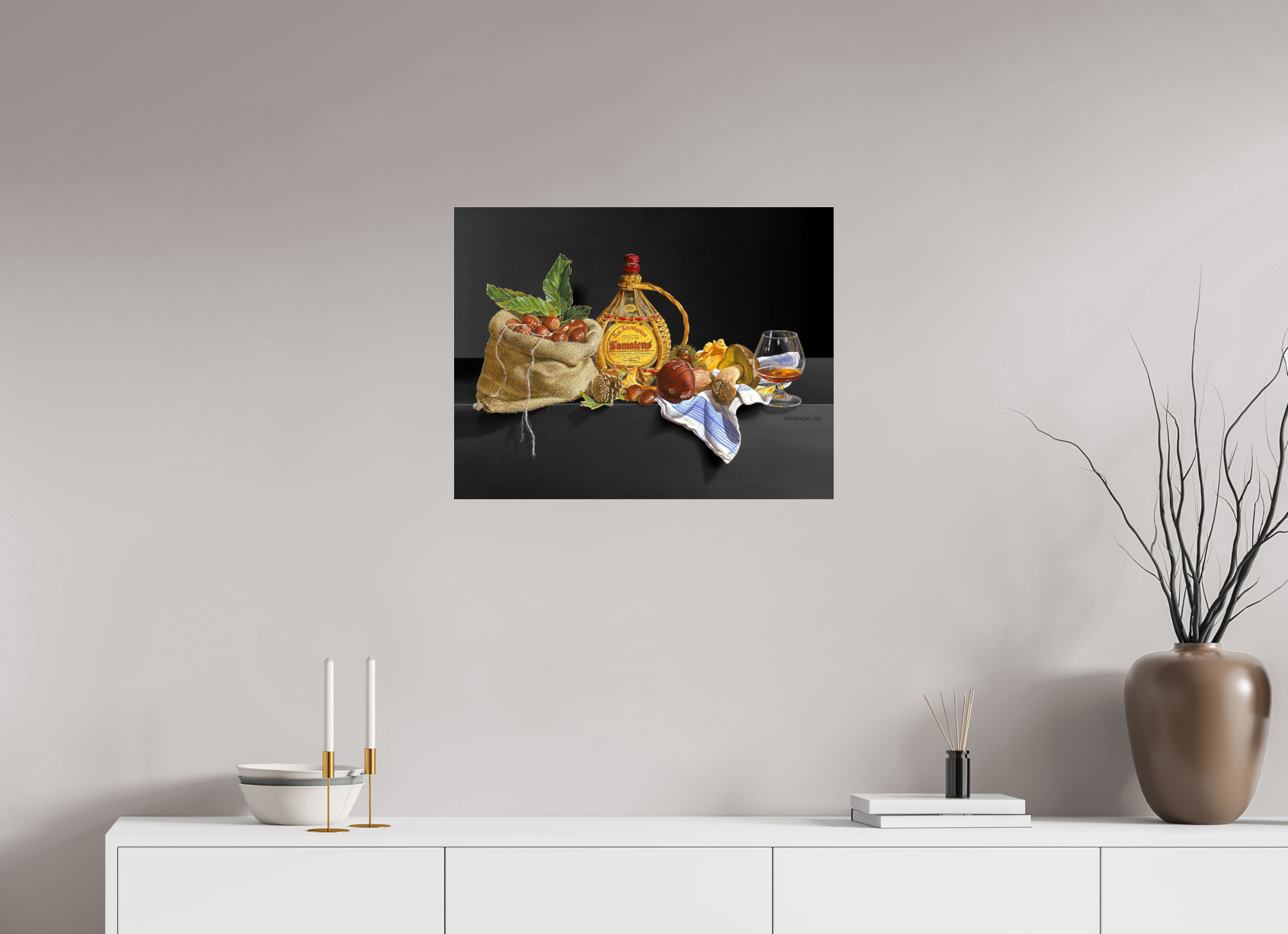 65 x 50 cm, Sous Plexiglas Brillant Chanson d'automne.