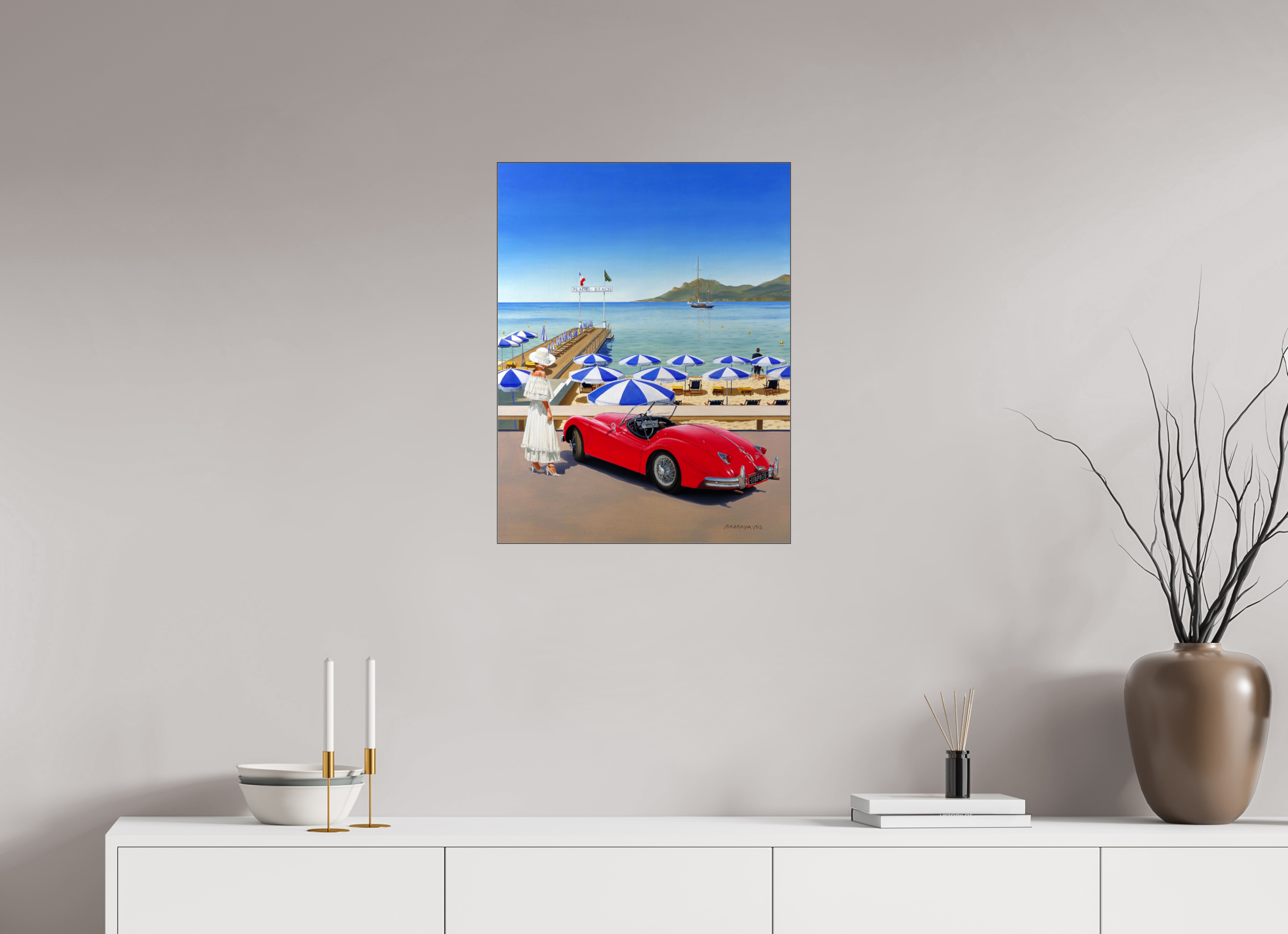 50 x 65 cm, Sous Plexiglas Brillant Cadre Fin Noi Extérieur jour.