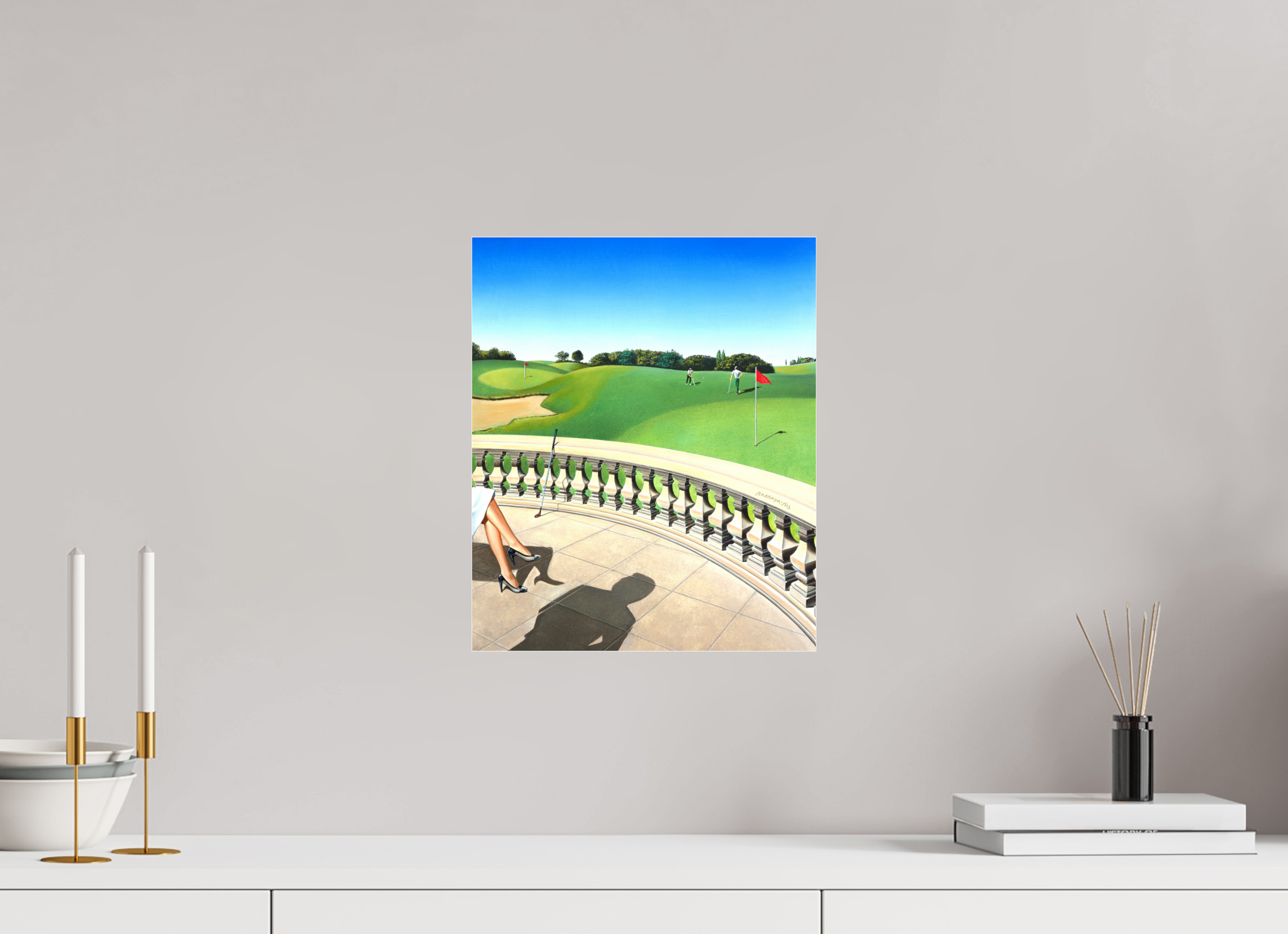 30 x 36,1 cm, Sous Plexiglas Brillant Golf.