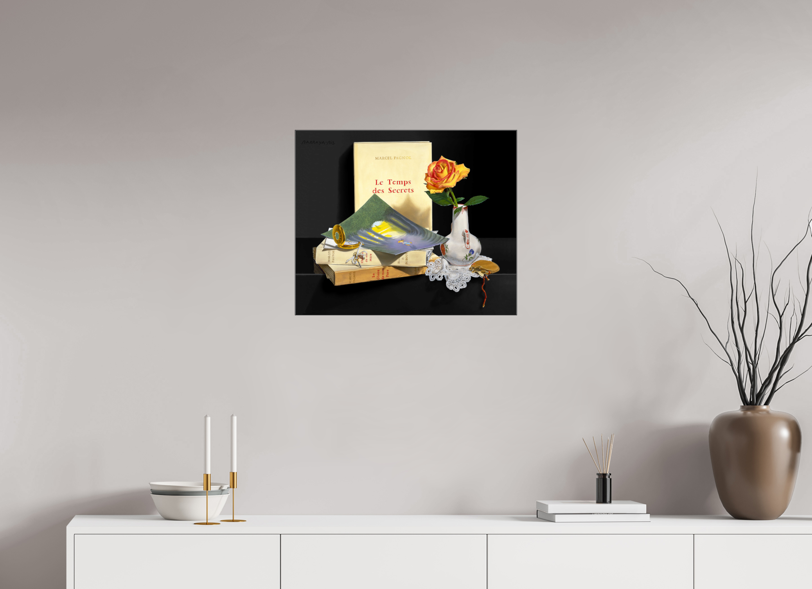 60 x 50 cm, Sous Plexiglas Brillant Cadre Fin Noir Jadis.