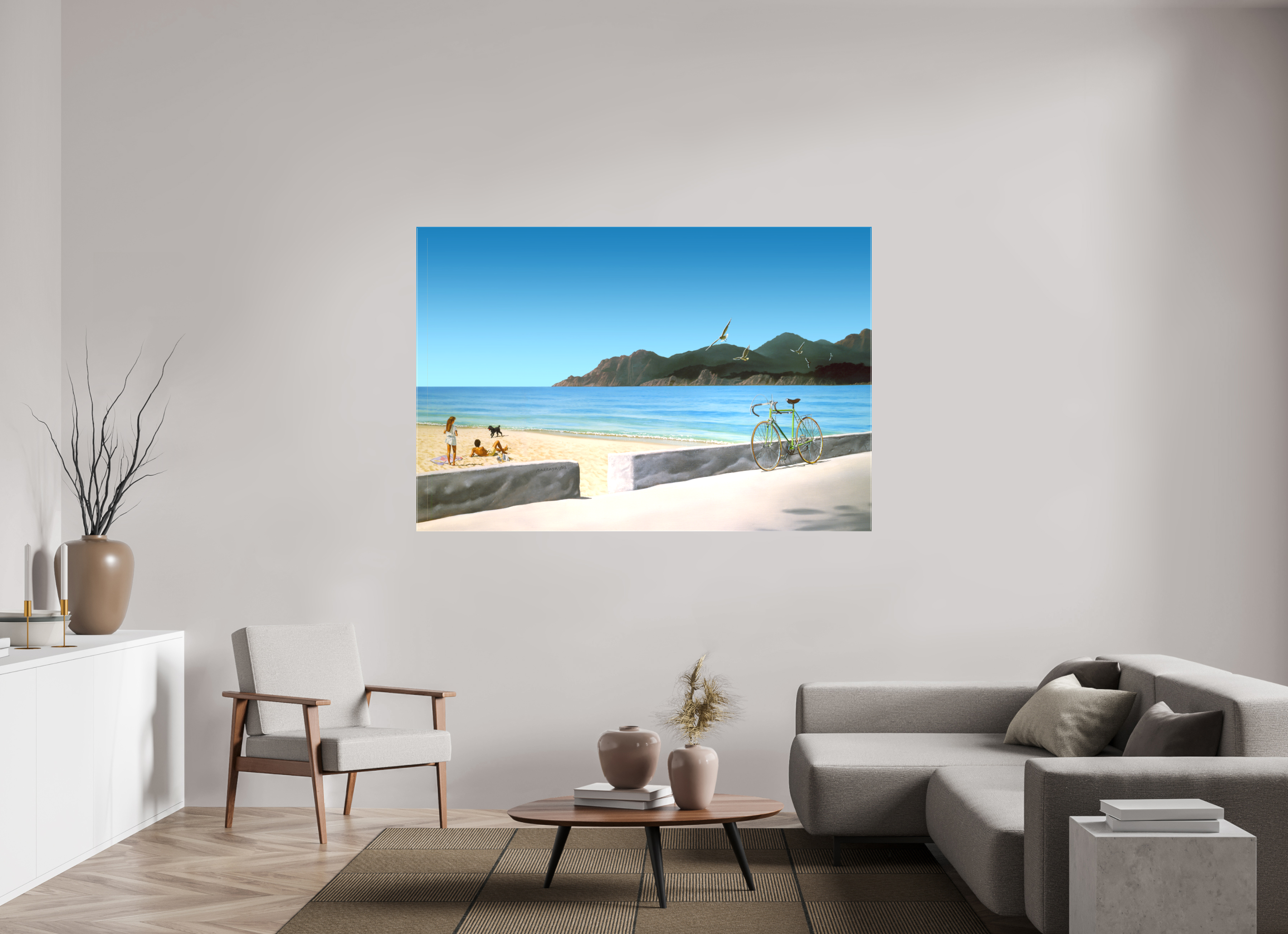 180 x 120 cm, Toile mate sur châssis 2cm La grande plage.