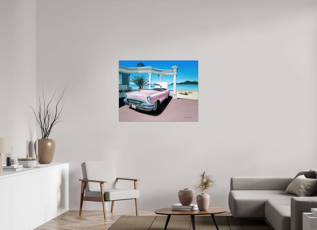 104 x 80 cm, Sous Plexiglas Brillant Cadre Fin Noir La vie en rose.