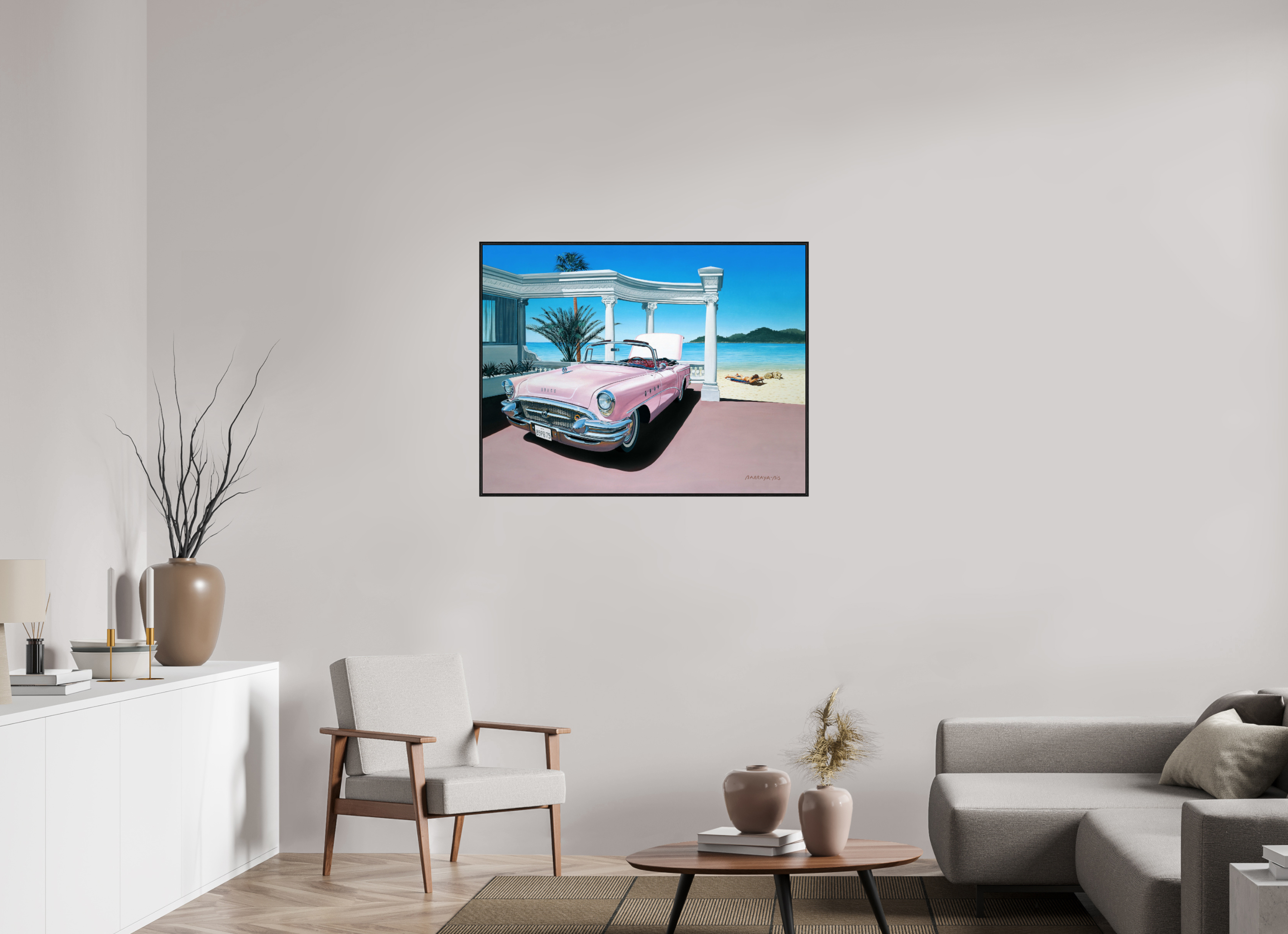 104 x 80 cm, Sur Alu Dibond Mat Cadre 6mm noir La vie en rose.