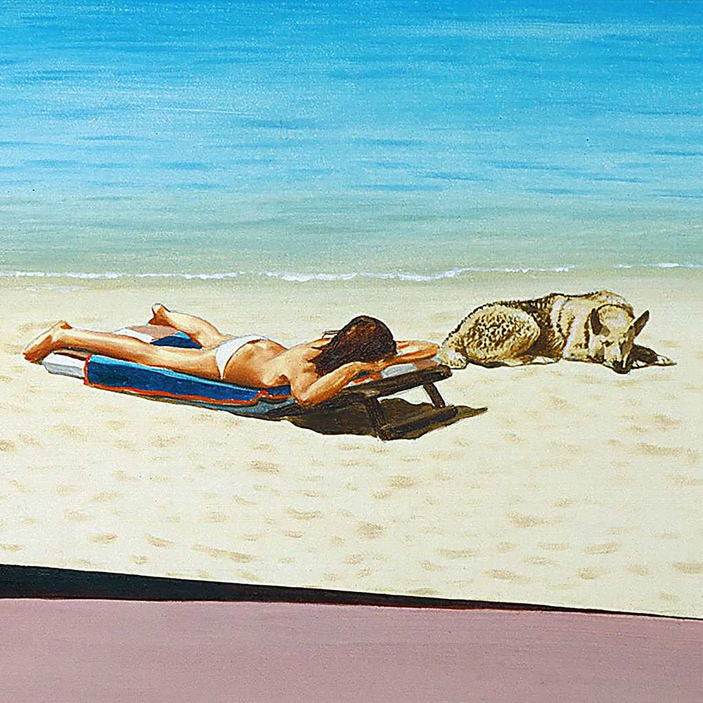 La vie en rose. par barraya-bis détail sur la jeune fille et son chien / Impression numérique HR