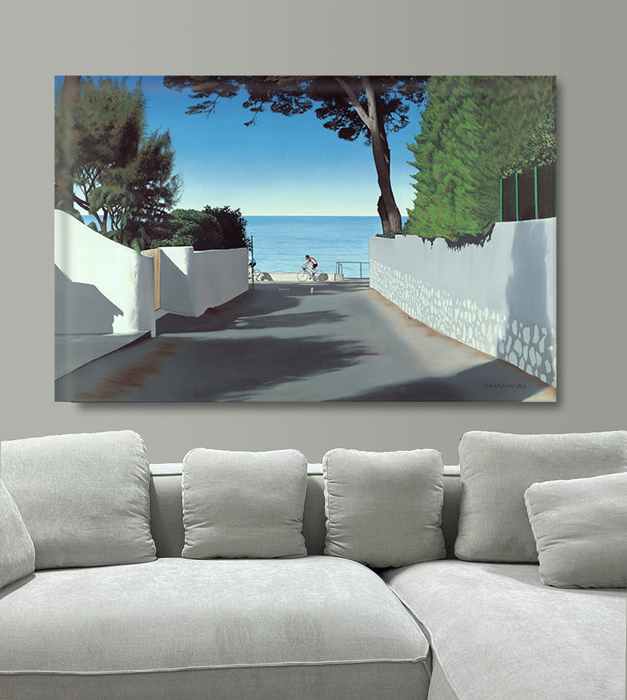 Le chemin des ondes. accroché dans un appartement au dessus du canapé. Il occupe bien sa place. / Barraya-bis  / Impression HD