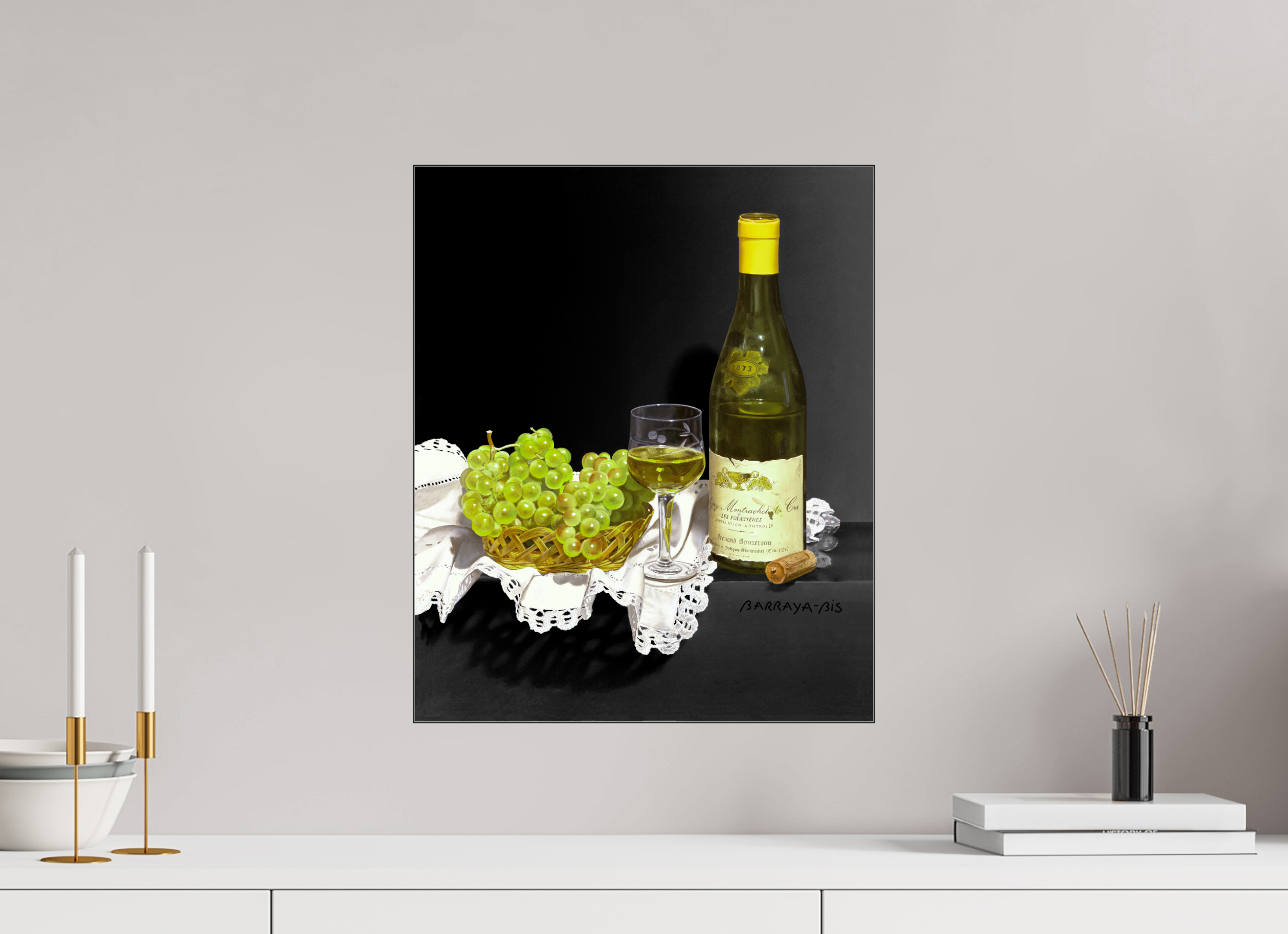 40 x 48,4 cm, Sous Plexiglas Brillant Cadre Fin Noir Mariage blanc.