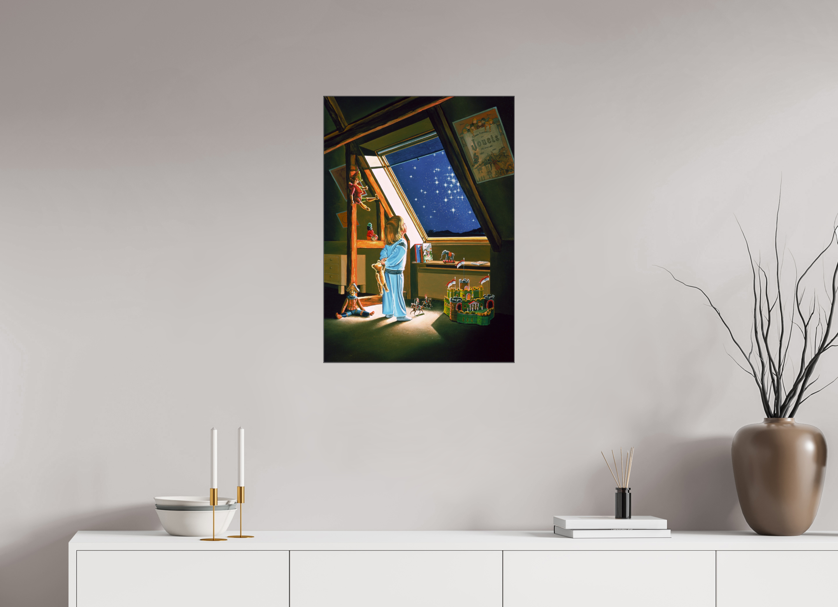 50 x 70 cm, Sous Plexiglas Brillant Cadre Fin Noi Poussière d'étoiles.