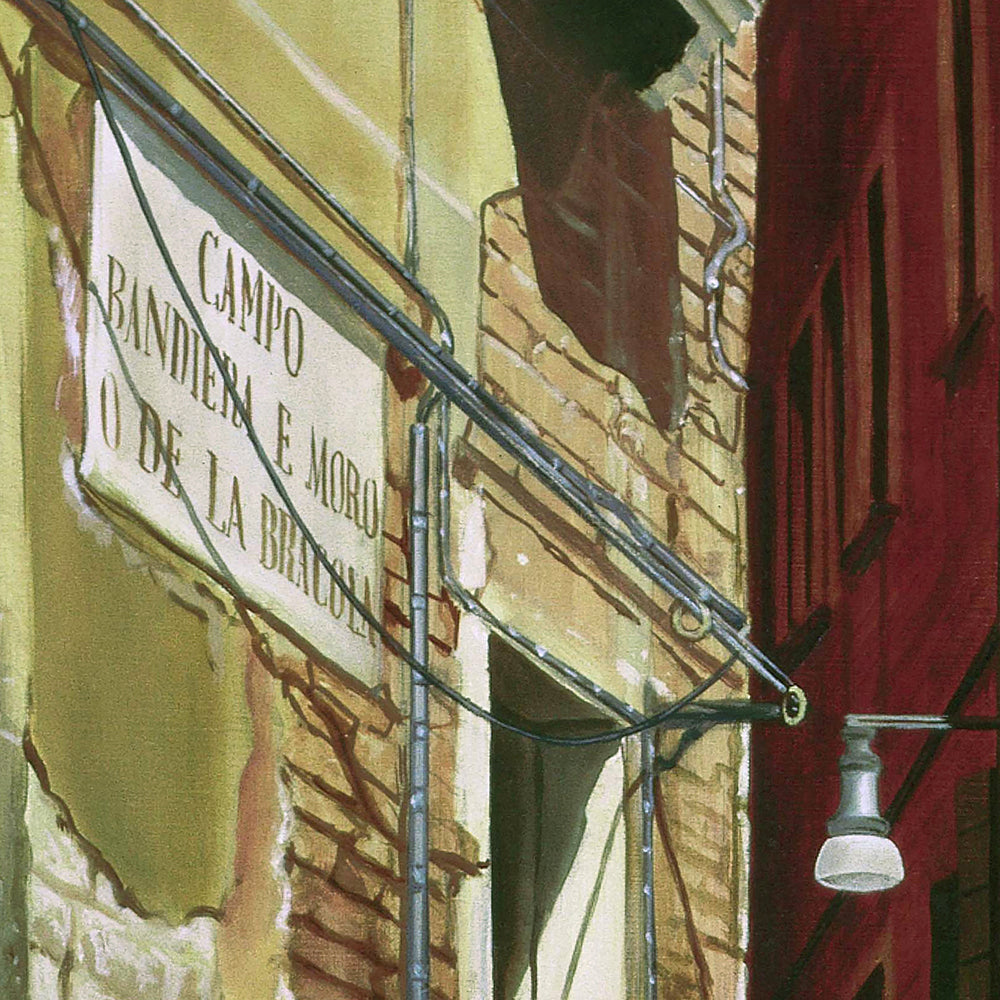 Détail du tableau "Sur la place ensoleillée." Le nom de la place de Venise. / Barraya-bis / Impression HR