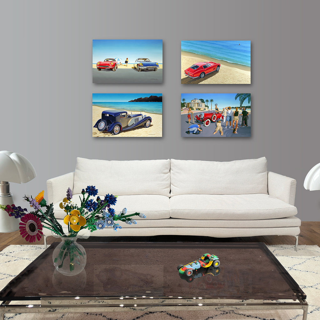 Quatre tableaux dans un salon parisien.. Ce sont des impressions haute résolution  sur alu Dibond. / Barraya-bis