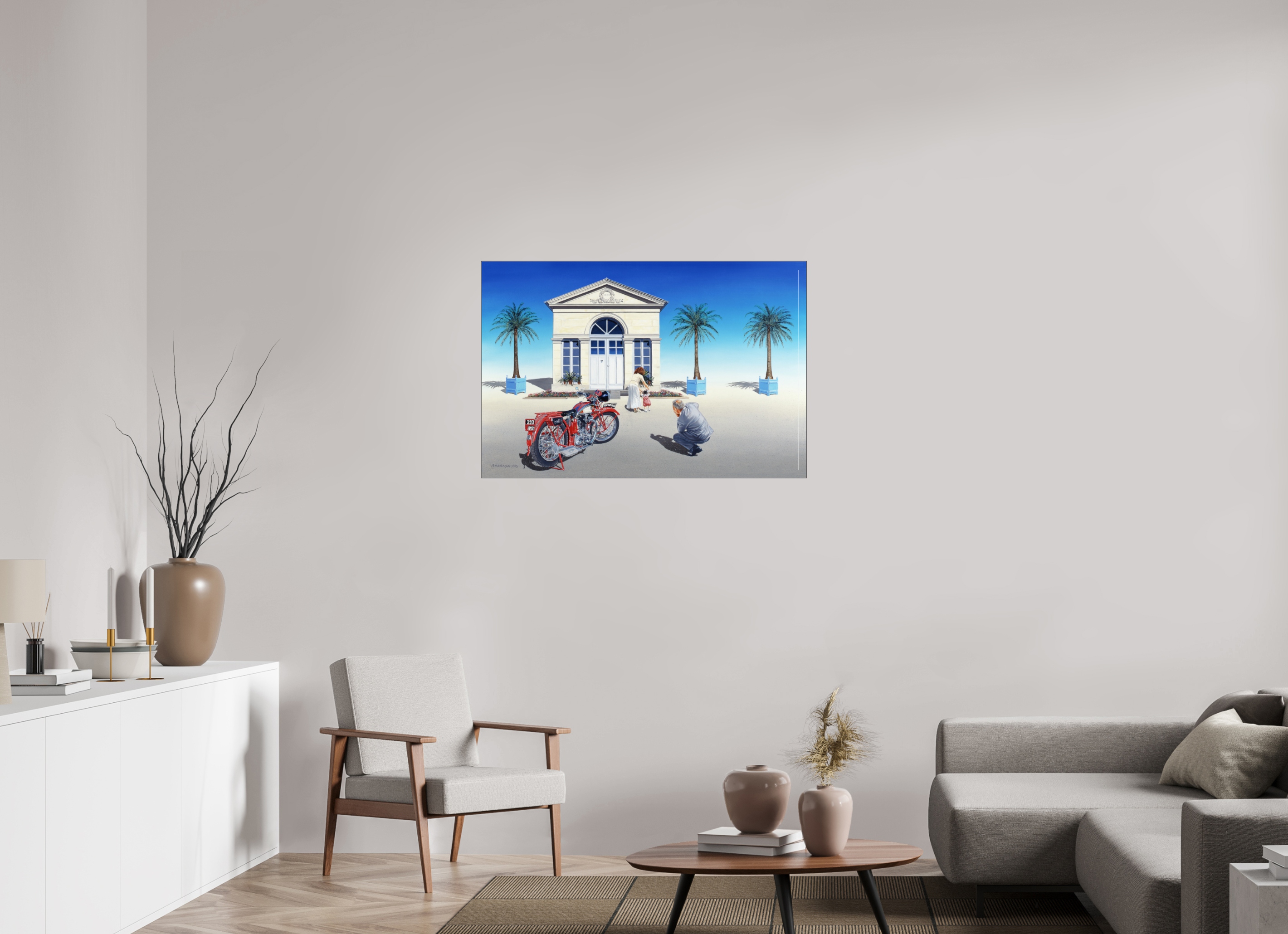 105 x 70 cm, Sous Pexiglass Brillant Cadre Fin Noir D'hier et d'aujourd'hui.