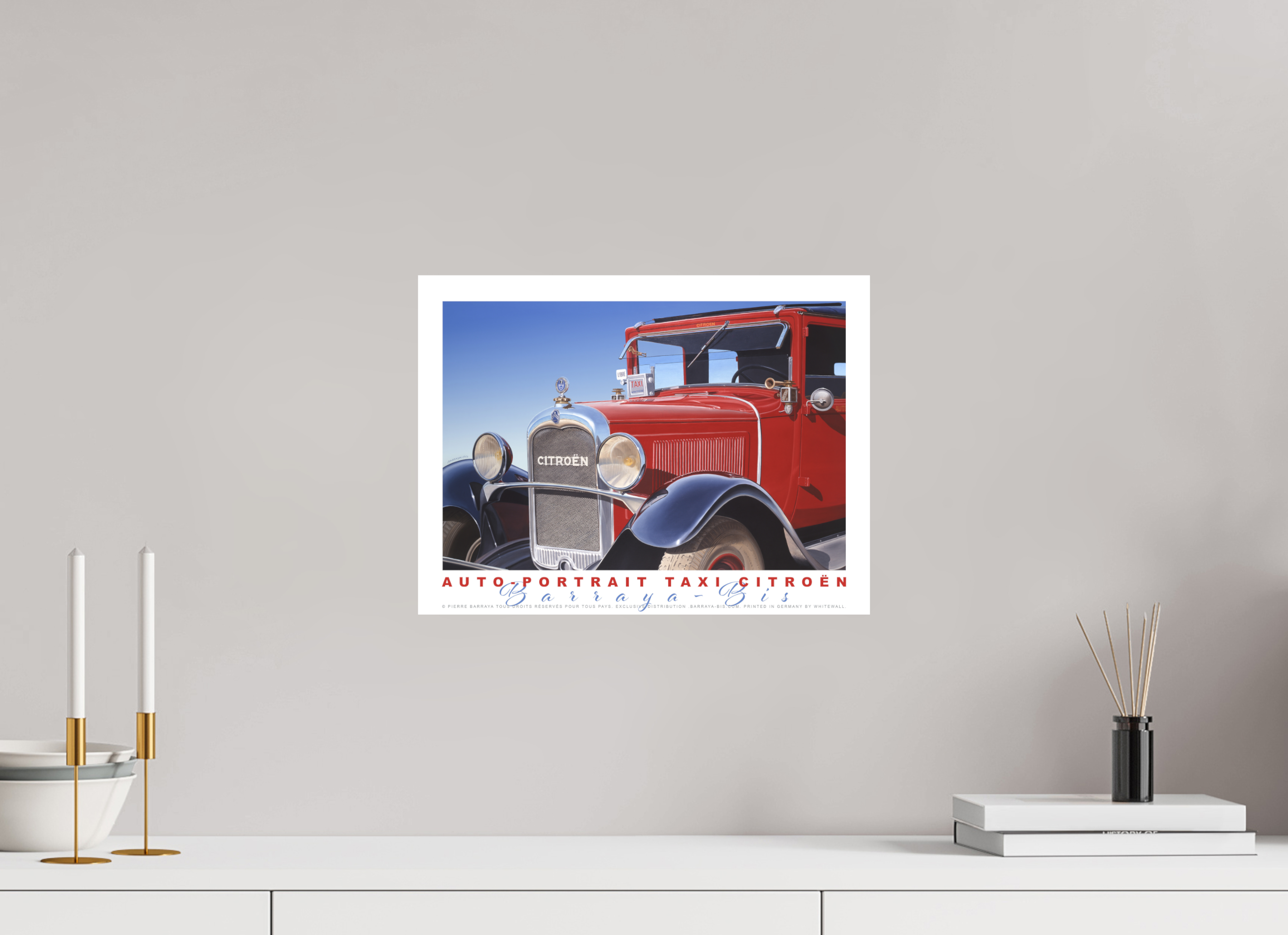 40 x 30 cm, sur papier mat Affiche Auto-Portrait Taxi Citroën.