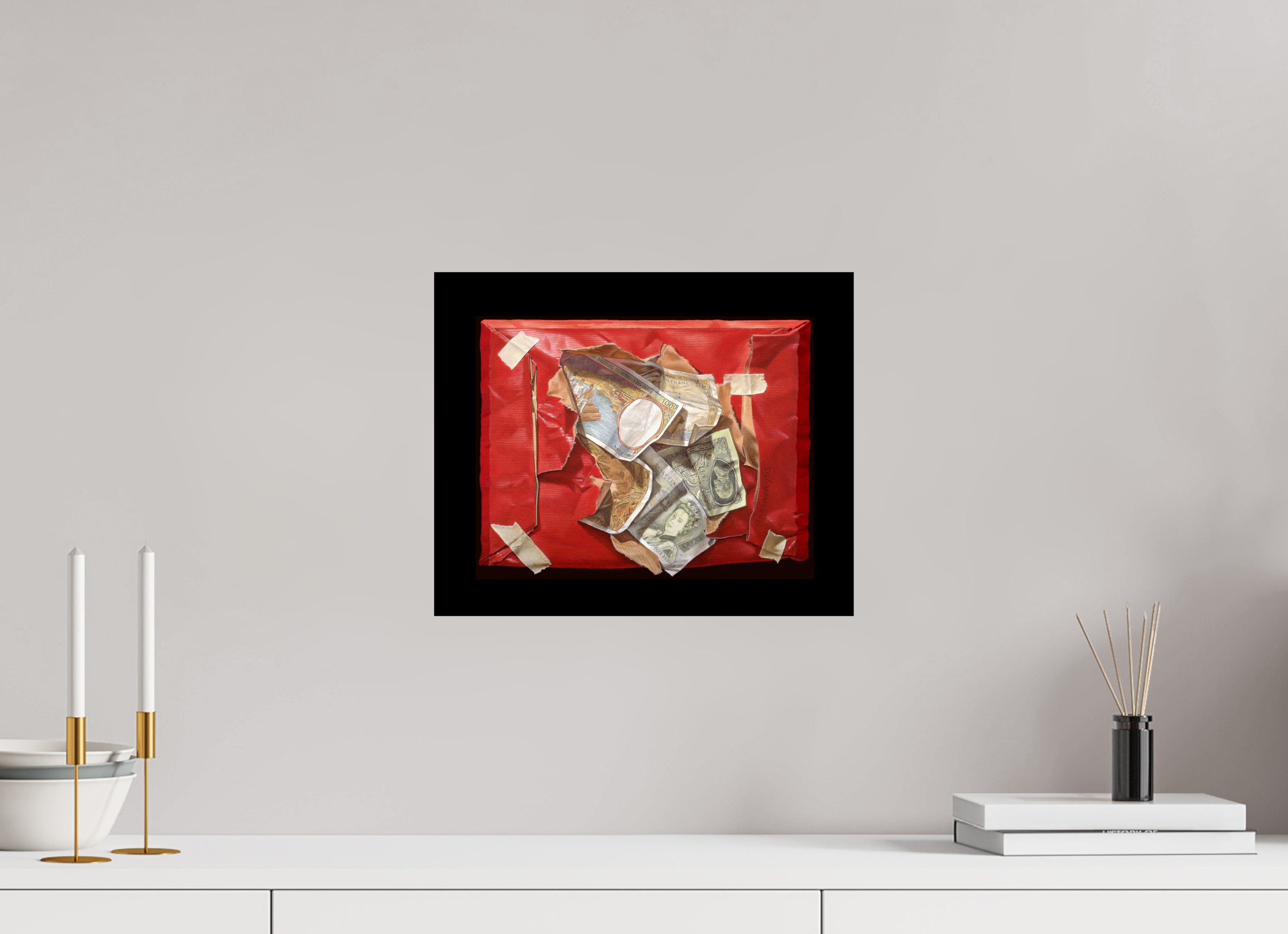 36,6 x 30 cm, Sur alu Dibond mat Dans le rouge.