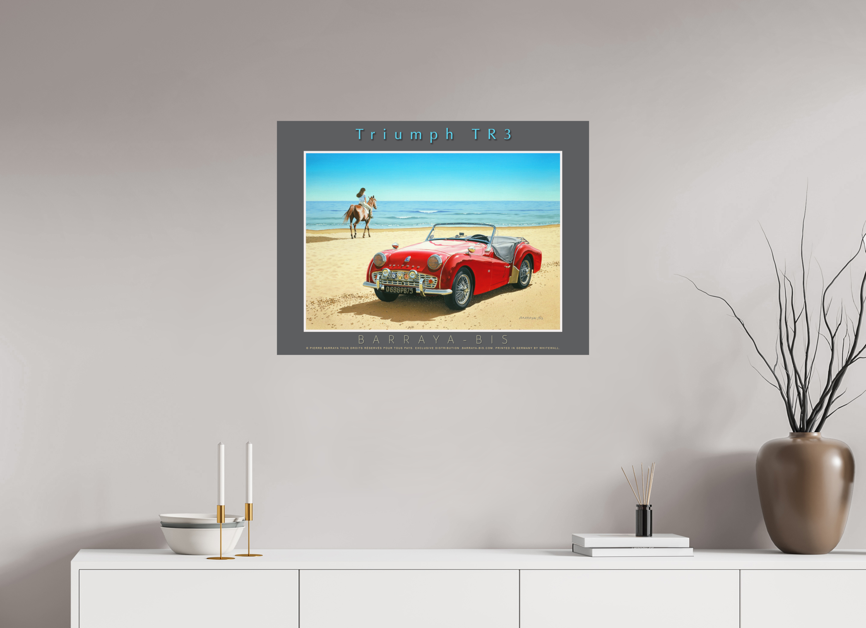 80 x 60 cm, sur papier mat Affiche Triumph TR3.