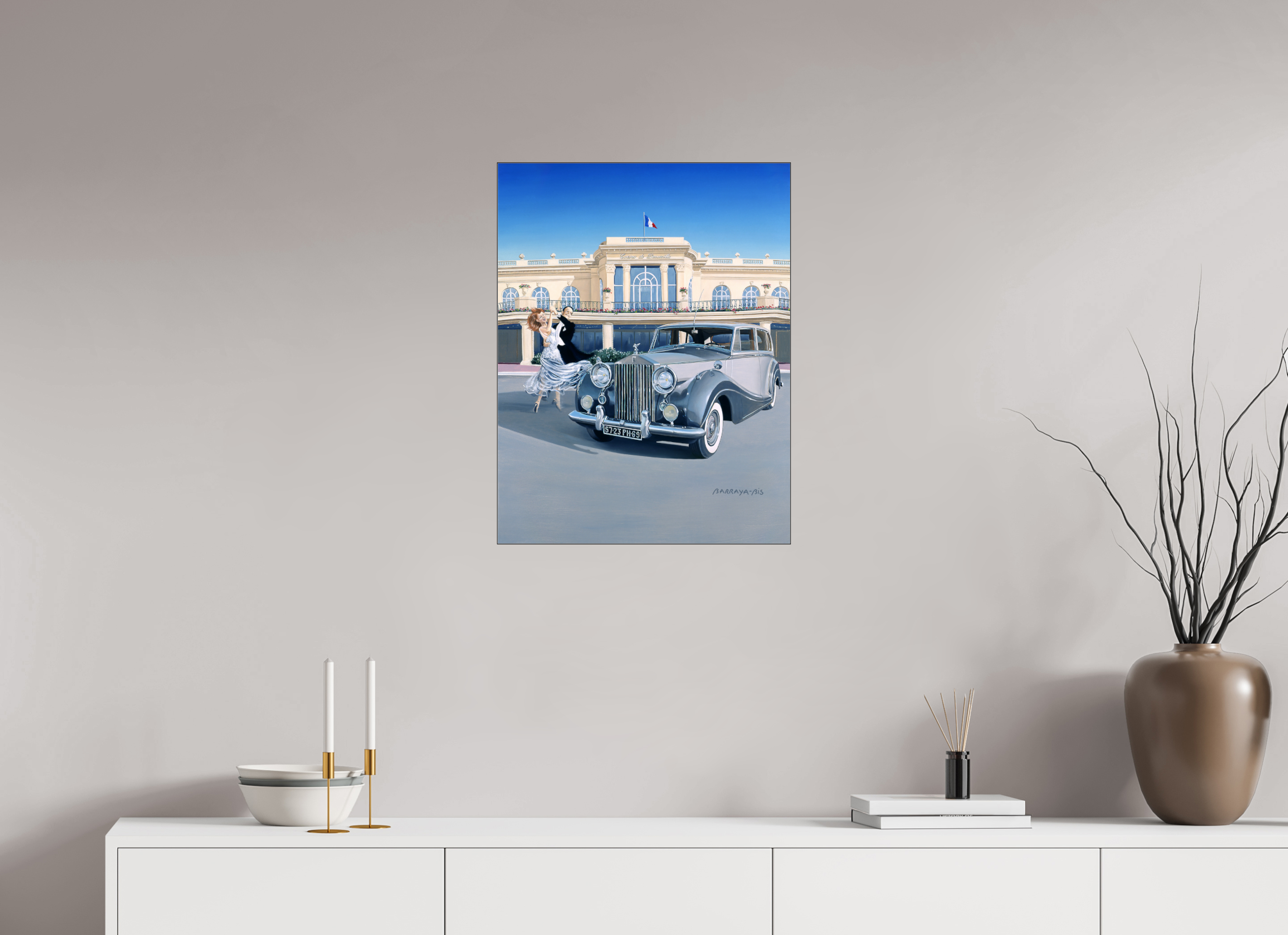 50 x 65 cm, Sous Plexiglas Brillant Cadre Fin Noir Tenue de soirée.
