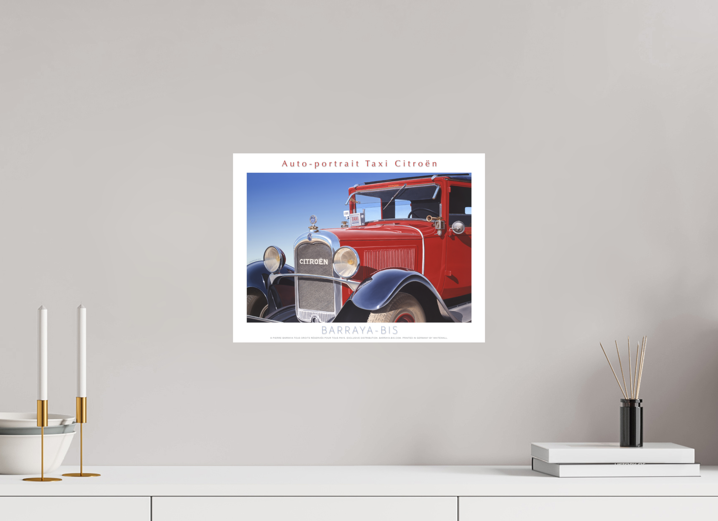 40 x 30 cm, sur papier mat Affiche Auto-Portrait Taxi Citroën.