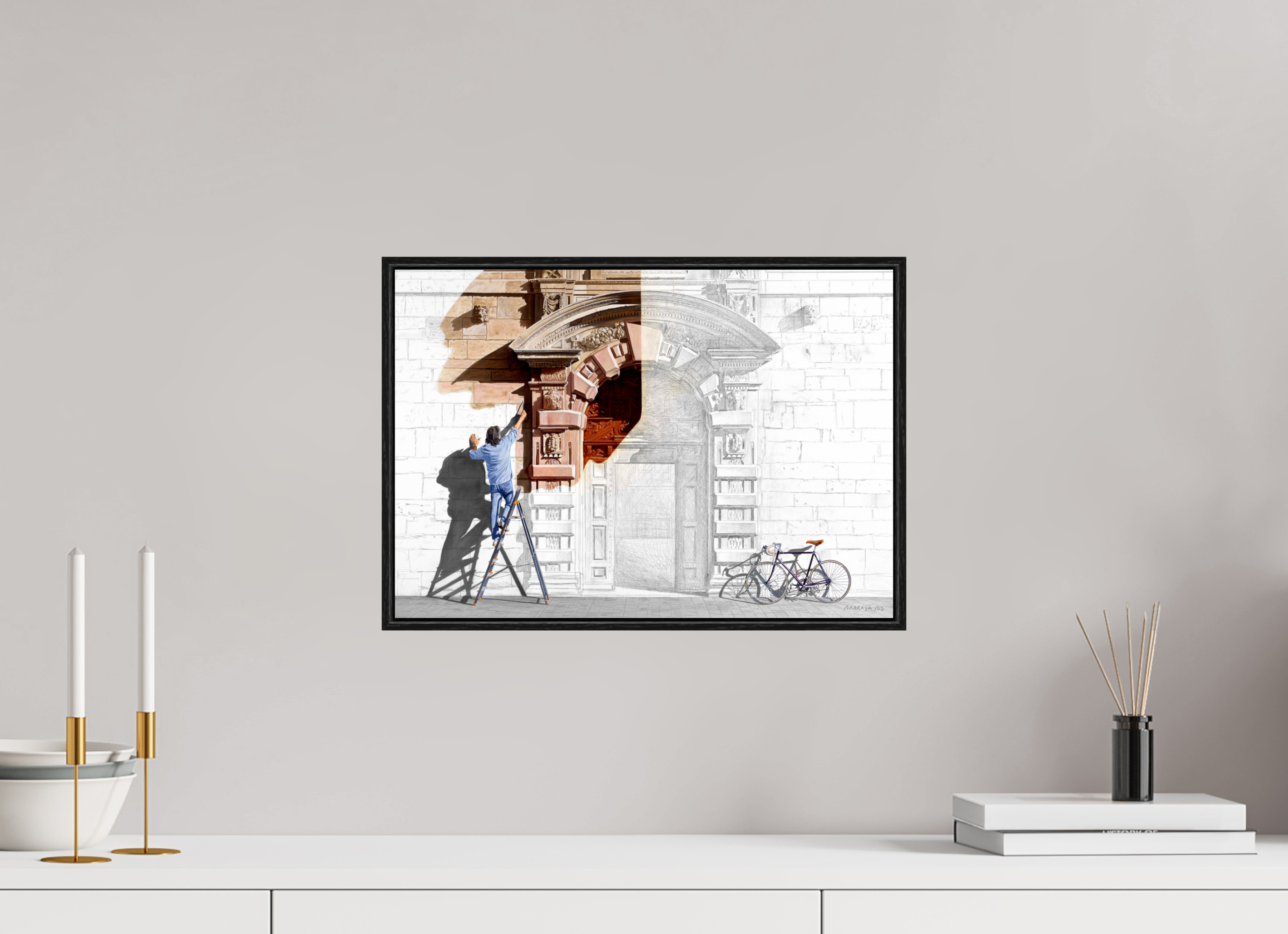 42,9 x 30 cm, Sur Alu Dibond Mat Cadre 6mm noir L'apparition.