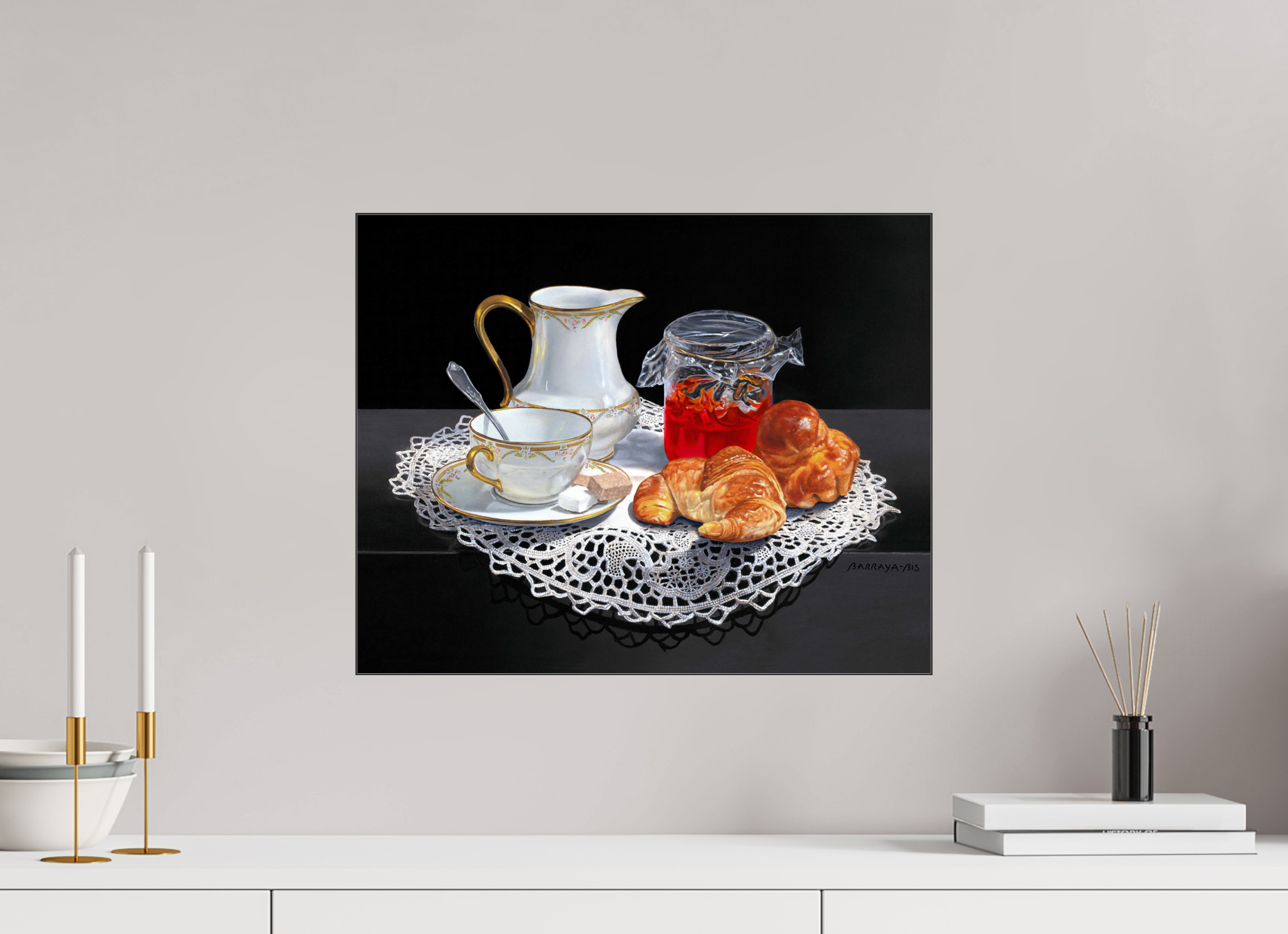 50 x 40 cm, Sous Plexiglas Brillant Cadre Fin Noir Le bon moment.