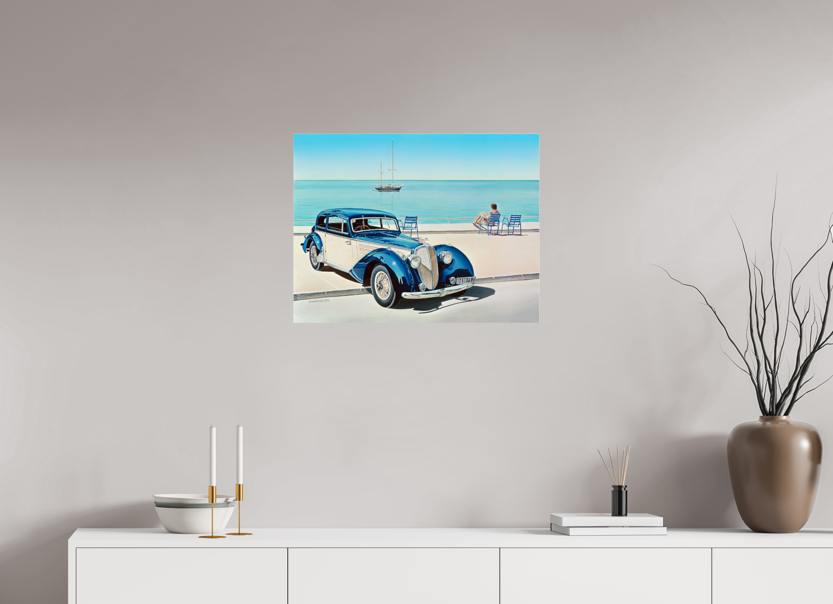 65 x 50 cm, Sous Plexiglas Brillant Sur la prom'.